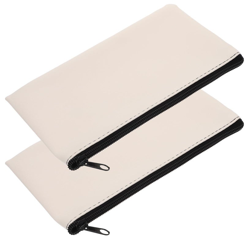 Homsfou 2pcs Pu Leather Money Bags Large Zippered Cash Pouches Receipt Holder Organizers For Bank Deposit And Cash Storage - Image 2
