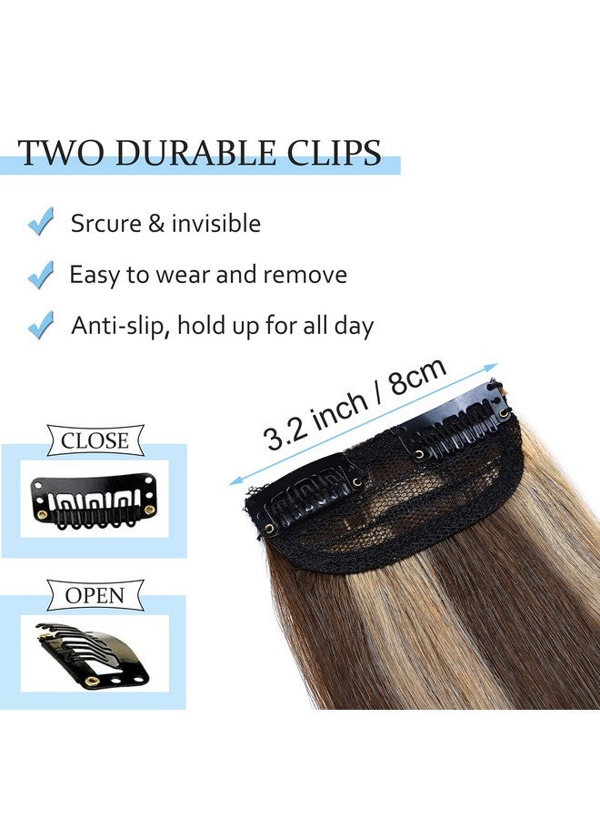 SEGO Ego 2 Pcs Clip In Hair Extensions Real Human Hair Short 10 Inch 30G Hairpiece Human Hair Toppers For Women With Thinning Hair Adding Hair Volume Medium Brown&Dark Blonde - Image 4