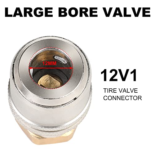 Hromee Lock On Air Chuck for Large Bore Valve, Heavy Duty Closed Flow Tire Chuck, 1/4" FNPT for Tire Inflator and 12V1 Stem Quick Connector - Image 2