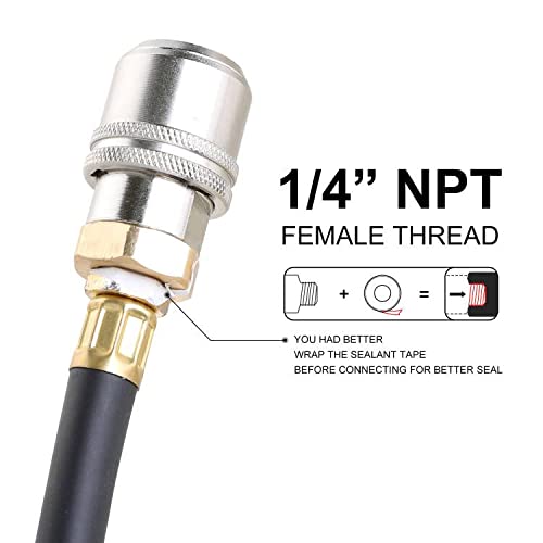 Hromee Lock On Air Chuck for Large Bore Valve, Heavy Duty Closed Flow Tire Chuck, 1/4" FNPT for Tire Inflator and 12V1 Stem Quick Connector - Image 5
