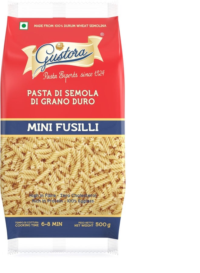 Gustora Healthy Fusilli & Mini Fusilli Pasta Combo Made Of Durum Wheat Semolina I Rich In Protein & Fibre I Zero Cholesterol I Vegetarian I No Trans - Fat I Cooking Time 10 Min - (500 Gm X 2) - Image 4
