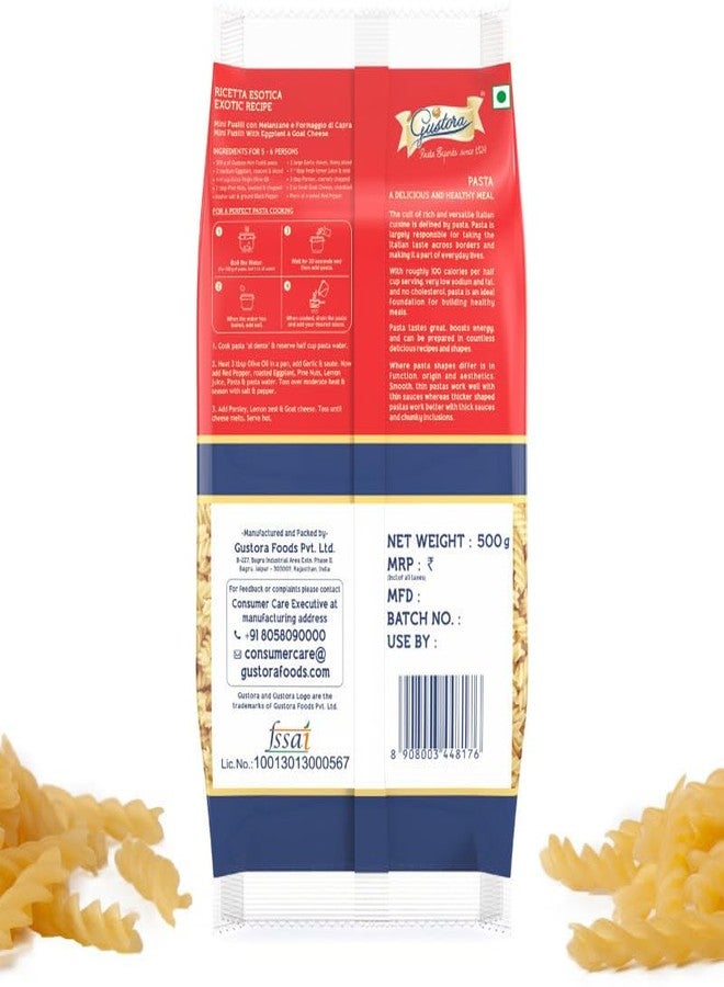 Gustora Healthy Fusilli & Mini Fusilli Pasta Combo Made Of Durum Wheat Semolina I Rich In Protein & Fibre I Zero Cholesterol I Vegetarian I No Trans - Fat I Cooking Time 10 Min - (500 Gm X 2) - Image 5