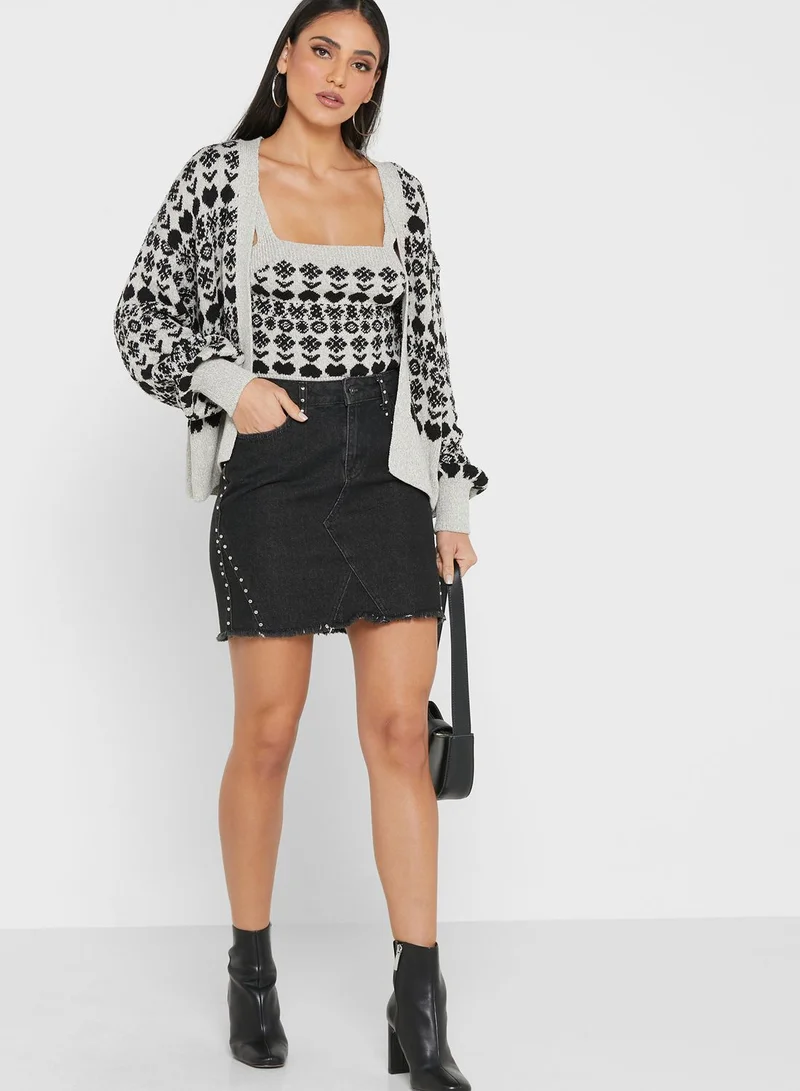 RIVER ISLAND Printed Knitted Cardigan