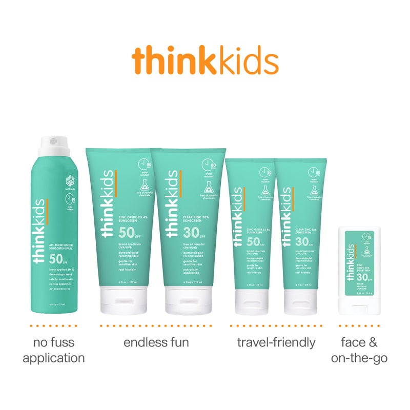Thinkkids Safe Mineral Sunscreen SPF 50+, 3 Fl Oz, Natural, Water Resistant Reef Safe Sunscreen for Children, Broad Spectrum UVA/UVB Sun Screen - Image 5