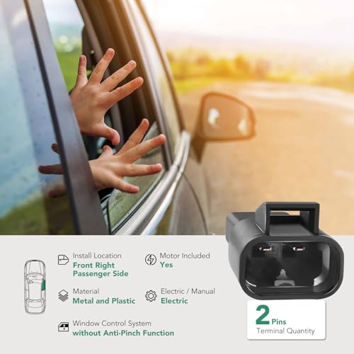 YHTAUTO Front Passenger Side Power Window Regulator With 2-Pin Motor Assembly Compatible with Chevrolet Impala 2006-2013 3.5L 3.6L 3.9L 5.3L, Impala Limited 2014-2016 3.6L, Sedan - Image 3