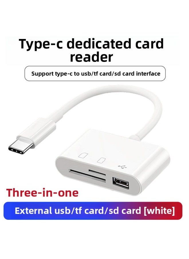 Generic - Type-C To SD/TF Card Reader For Apple Android Camera Support OTG High-speed Conversion Plug And Play-Color:Dual-wire Dual-port Card Reader (sd+tf) Pearlescent Bag Packaging - Image 1