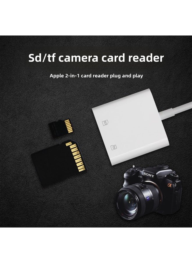 Generic - Type-C To SD/TF Card Reader For Apple Android Camera Support OTG High-speed Conversion Plug And Play-Color:Dual-wire Dual-port Card Reader (sd+tf) Pearlescent Bag Packaging - Image 1