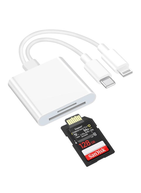 Type-C To SD/TF Card Reader For Apple Android Camera Support OTG High-speed Conversion Plug And Play-Color:Dual-wire Dual-port Card Reader (sd+tf) Pearlescent Bag Packaging