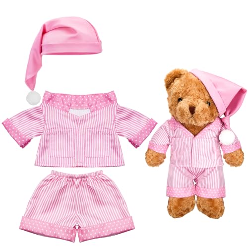 Civaner Stripe Bear Clothes Stuffed Animal Clothes 12 16 Inch Build a Lovely Stuffed Animal Costumes and Accessories Fit Bear is Not IncludedPink - Image 1