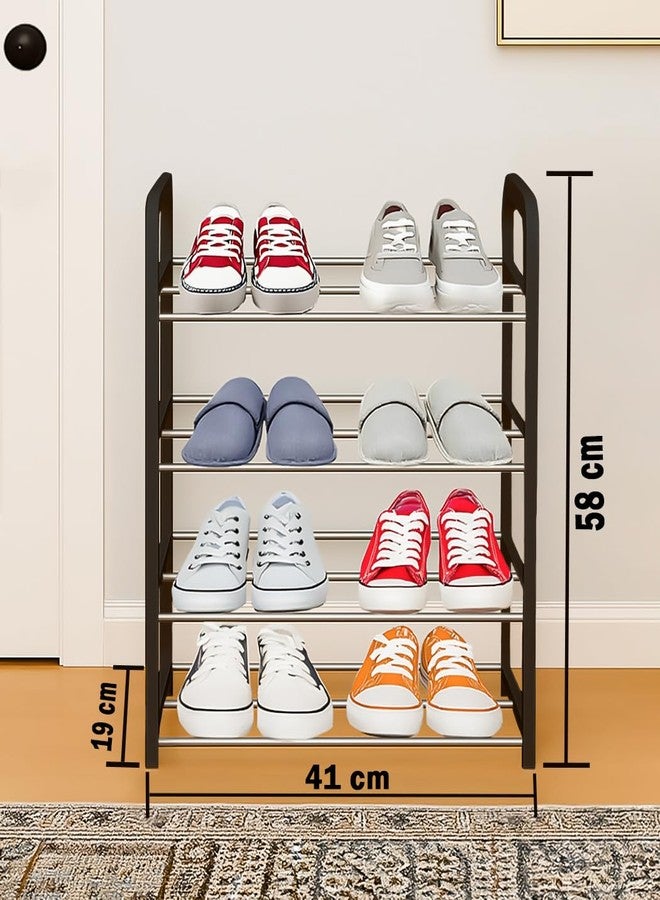 LUHI Metal Shoe Rack |4-Layer Shoe Stand for Home |Shoes Rack Metal Pipe Shoe Rack, Shoe Stand Entryway, Front Door Space-Saving Steel Shoe Storage Rack Portable Slipper Stand for Home,Office/Bedroom - Image 2