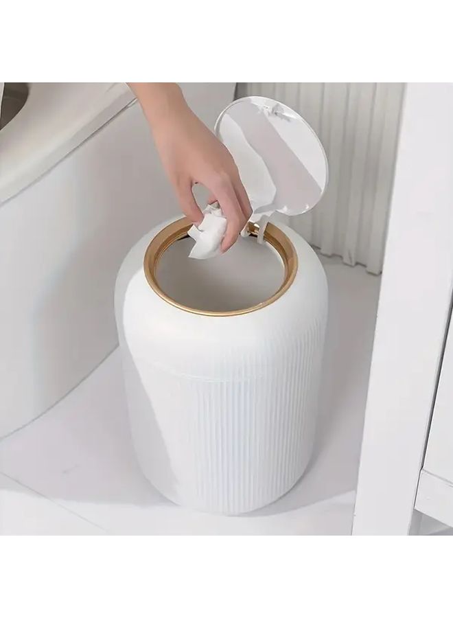 1pc Luxury White Touch Top Trash Can 9 5L Odor Proof Kitchen Bin With Lid For Bathroom Bedroom Office Living Room - Image 3