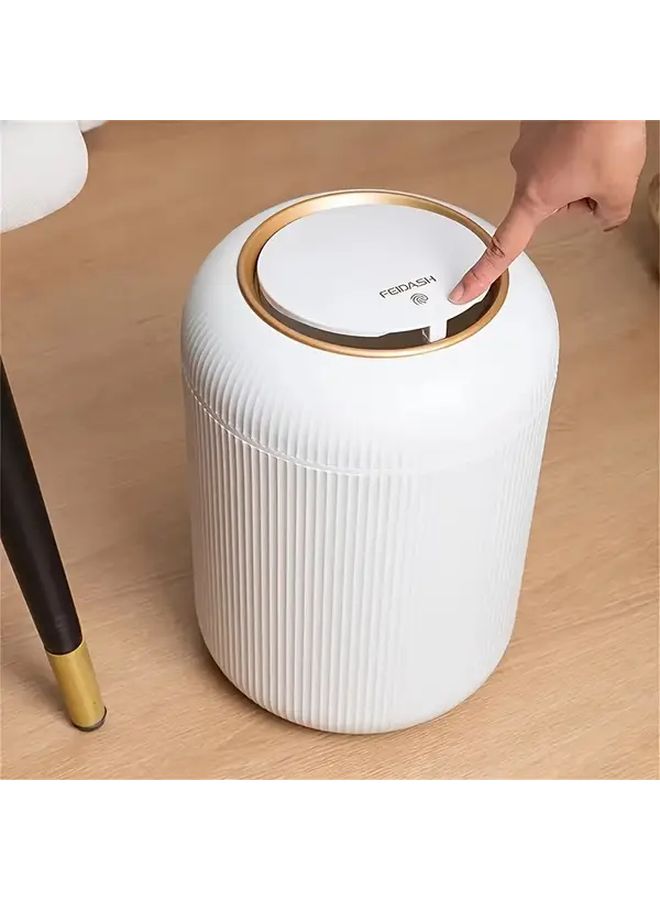 1pc Luxury White Touch Top Trash Can 9 5L Odor Proof Kitchen Bin With Lid For Bathroom Bedroom Office Living Room - Image 1