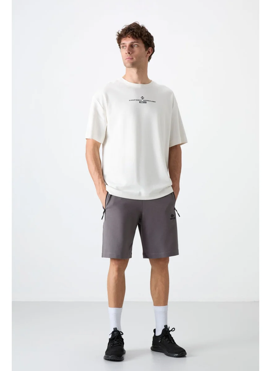 Tommy Life Dark Gray Hidden Zipper Back Pocket Lace-Up Standard Fit Men's Shorts - 81136