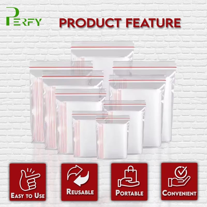 Perfy Multi Purpose ReUsable Transparent Zip Lock 14x18Storage Pouches Durable Press Seal Apply To Kitchen Storage 100Pcs - Image 2