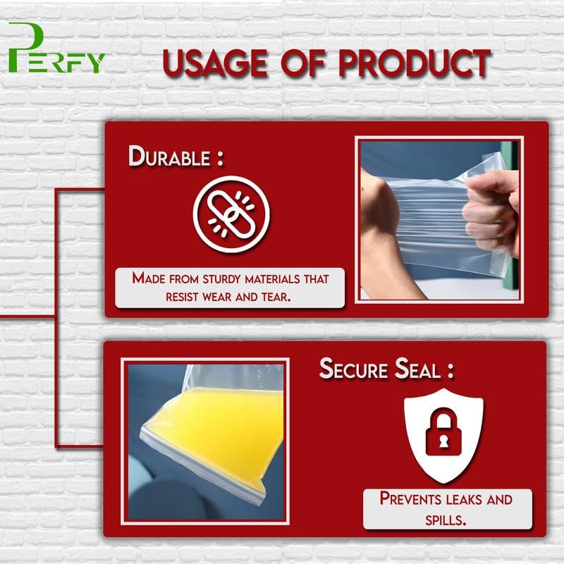 Perfy Multi Purpose ReUsable Transparent Zip Lock 14x18Storage Pouches Durable Press Seal Apply To Kitchen Storage 100Pcs - Image 5