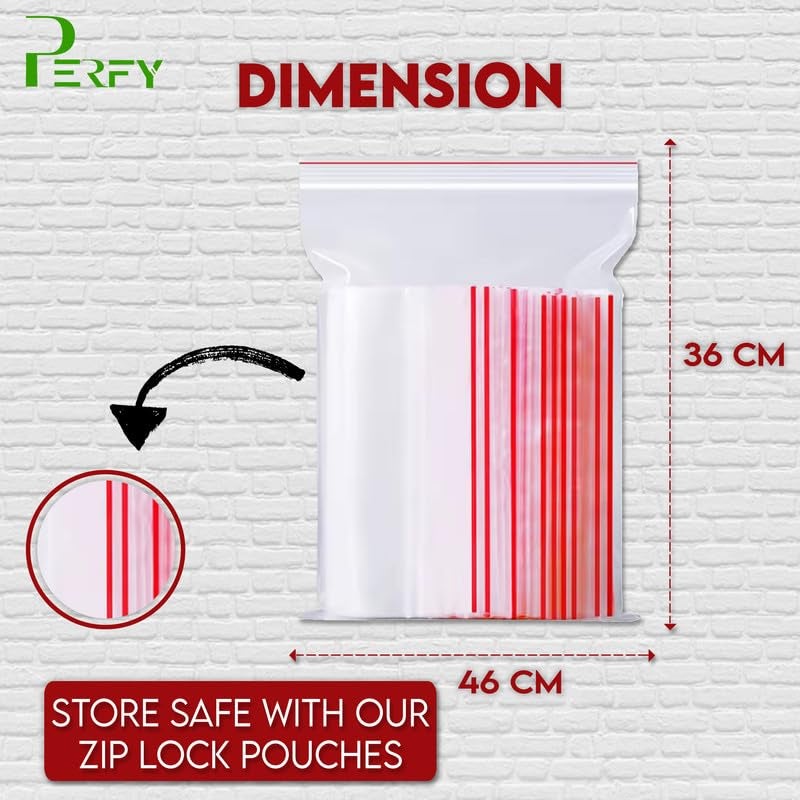 Perfy Multi Purpose ReUsable Transparent Zip Lock 14x18Storage Pouches Durable Press Seal Apply To Kitchen Storage 100Pcs - Image 3