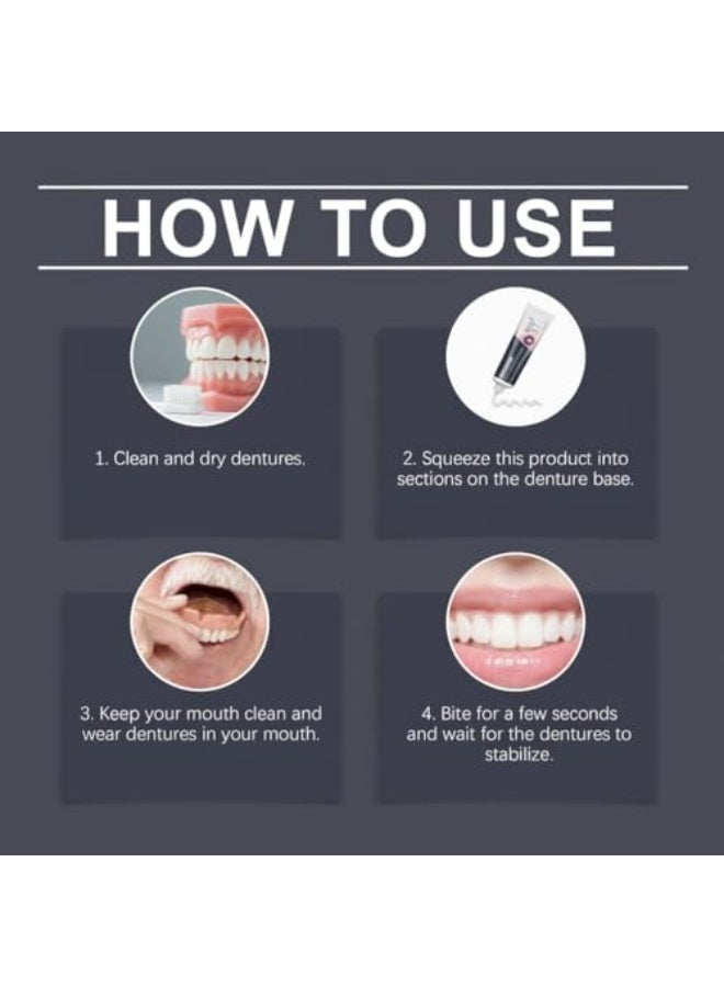 أورالحوي لاصق طقم الأسنان المقاوم للماء، لاصق للأسنان خالٍ من الزنك، غراء طقم الأسنان مع قوة تثبيت قوية، حجم السفر (40 جرام، 1.41 أونصة) - Image 4