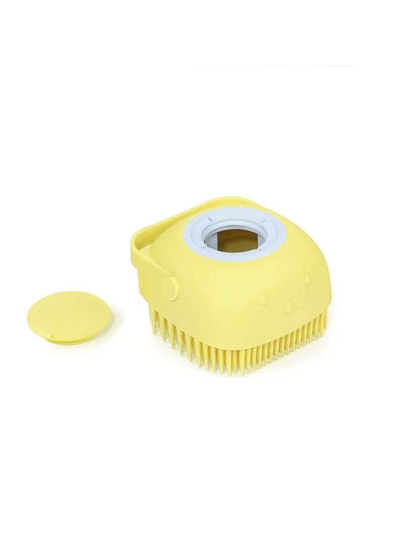 AS SEEN ON TV 2 in 1 Silicone Bath Body Brush with Shampoo Dispenser For Kids Yellow - Image 1