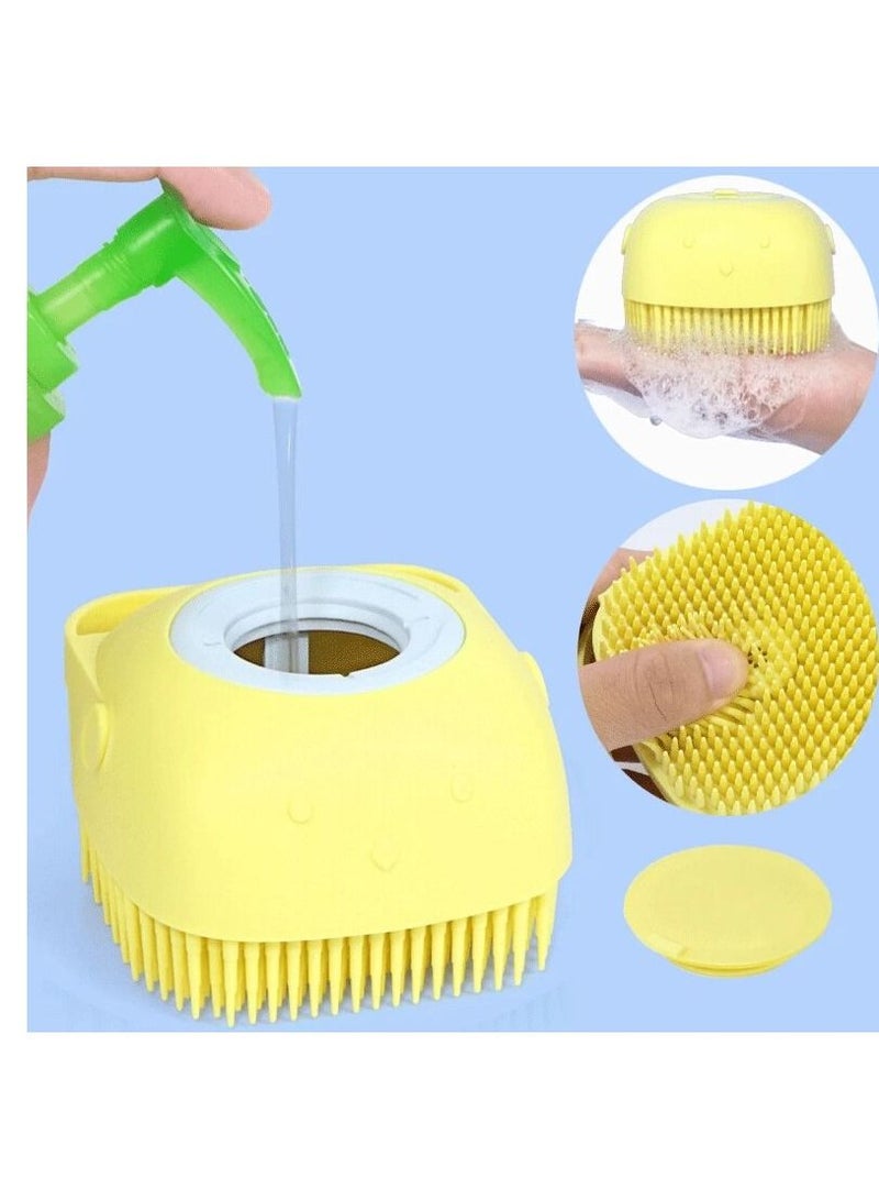 AS SEEN ON TV 2 in 1 Silicone Bath Body Brush with Shampoo Dispenser For Kids Yellow - Image 4