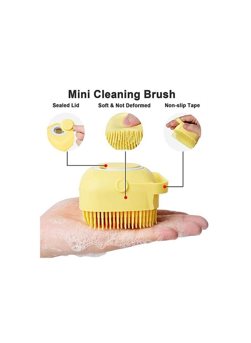 AS SEEN ON TV 2 in 1 Silicone Bath Body Brush with Shampoo Dispenser For Kids Yellow - Image 5