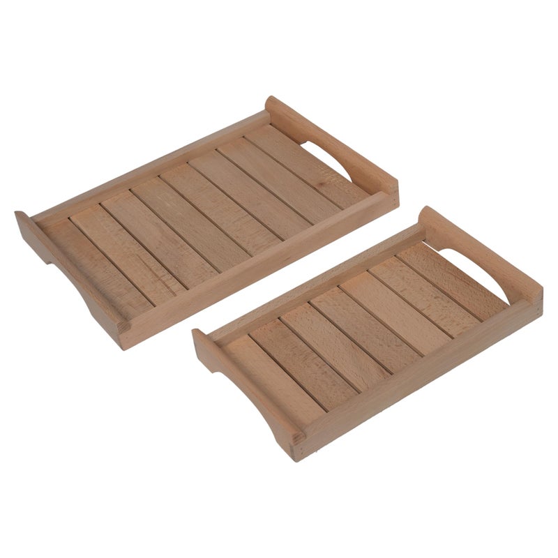 ITOS365 Wooden Handmade Serving Tray Set of 2, for Tea, Coffee, Snacks Kitchen and Dining Table Home Decor - Image 1