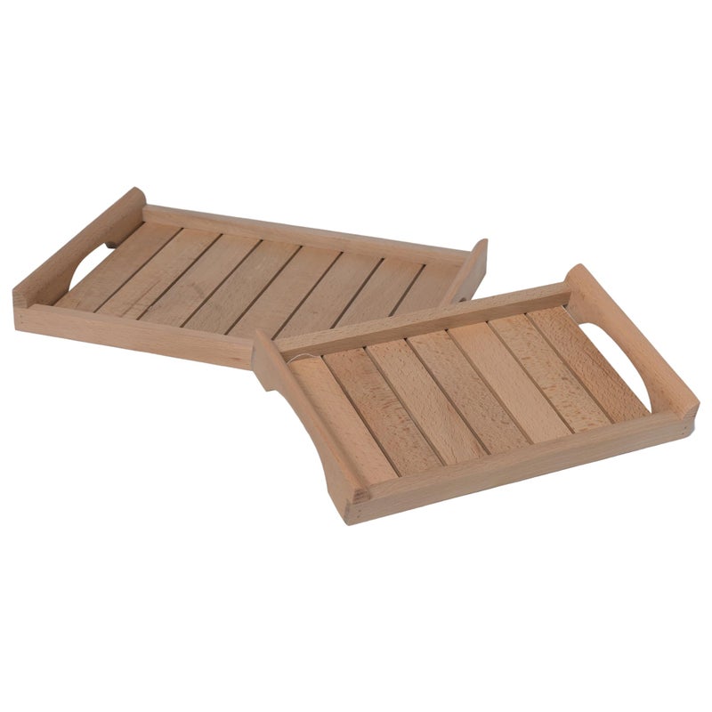 ITOS365 Wooden Handmade Serving Tray Set of 2, for Tea, Coffee, Snacks Kitchen and Dining Table Home Decor - Image 2