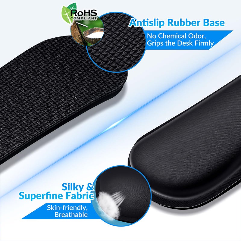 Gimars 63D High-Density Thicken Memory Foam Keyboard Wrist Rest, 17.3'' Enlarge Ergonomic Wrist Rest with Anti-Slip Rubber Base for Typing Pain Relief, Office, Gaming, Computer, Laptop, Mac, Black - Image 3