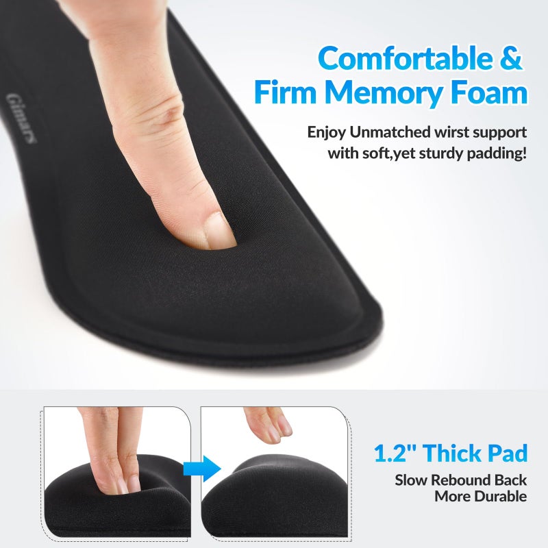 Gimars 63D High-Density Thicken Memory Foam Keyboard Wrist Rest, 17.3'' Enlarge Ergonomic Wrist Rest with Anti-Slip Rubber Base for Typing Pain Relief, Office, Gaming, Computer, Laptop, Mac, Black - Image 4