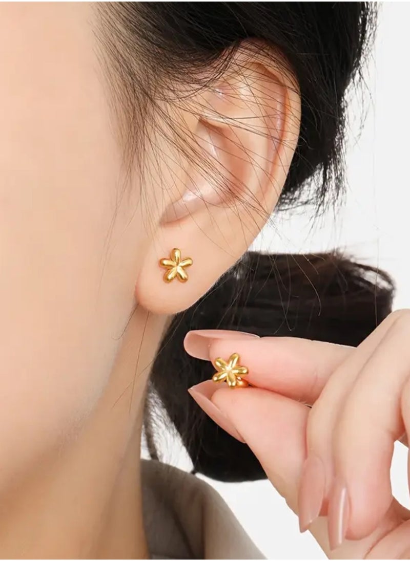 GOLDMAX Elegant Stainless Steel 18k Gold Plated Earrings For Women Small Size  - Image 1