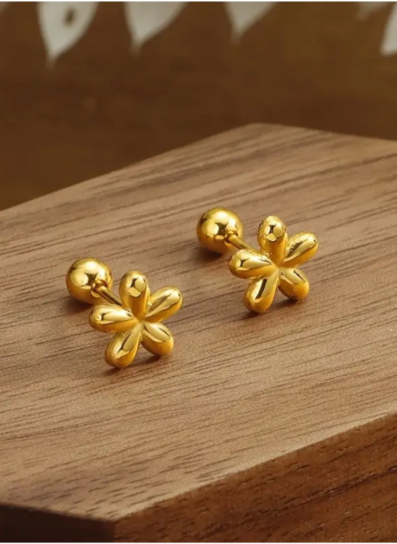 GOLDMAX Elegant Stainless Steel 18k Gold Plated Earrings For Women Small Size  - Image 2