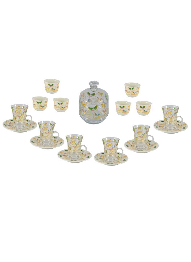 Home Maker 20-Piece Tea Set – Porcelain Coffee Cups & Saucers, Glass Tea Cups – Elegant Design for Home & Guests  - Image 2