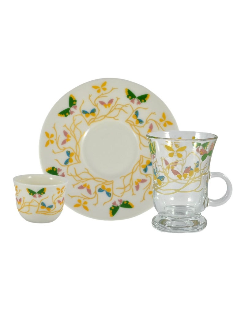 Home Maker 20-Piece Tea Set – Porcelain Coffee Cups & Saucers, Glass Tea Cups – Elegant Design for Home & Guests  - Image 1