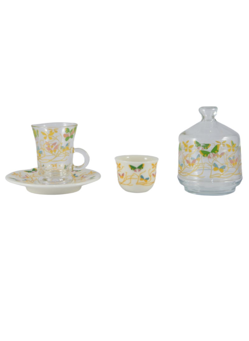 Home Maker 20-Piece Tea Set – Porcelain Coffee Cups & Saucers, Glass Tea Cups – Elegant Design for Home & Guests  - Image 4