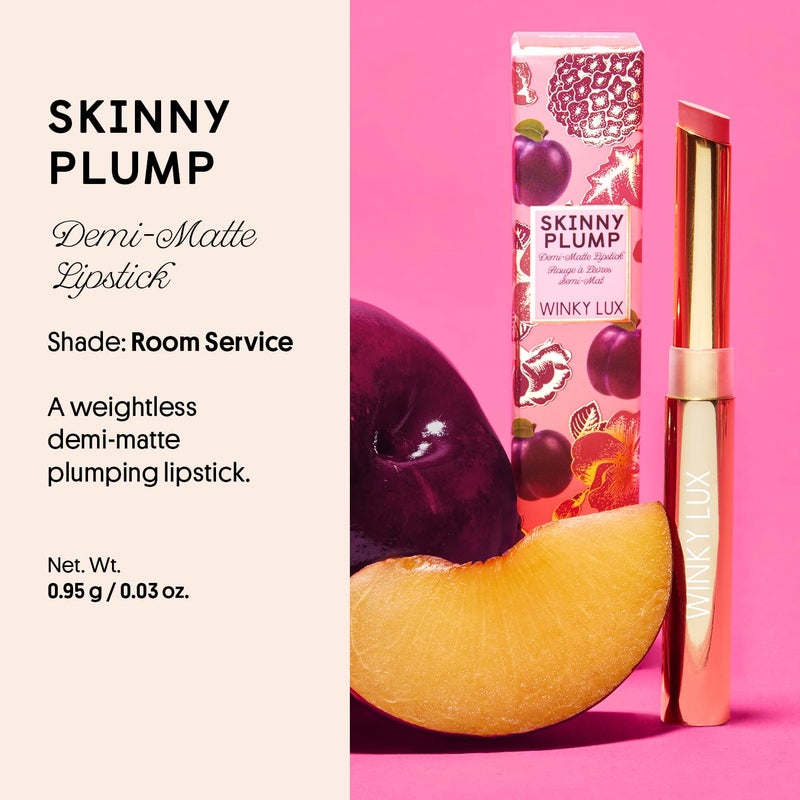 Winky Lux Skinny Plump Demi Matte Lipstick - Brownish Pink Lip, Natural Plump Lipstick, Weightless Long Lasting Soft Matte Lip Crayon, Infused with Hyaluronic Acid & Plum Oil, Room Service - Image 2