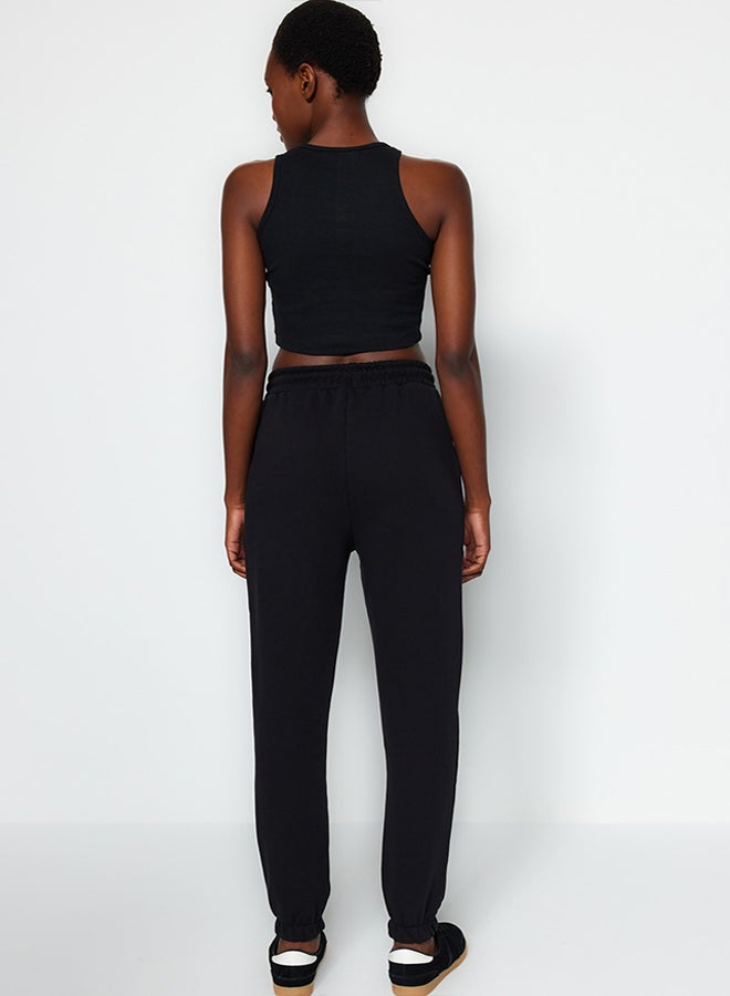 trendyol Black Thick Basic Knitted Sweatpants with Fleece Inside TWOAW22EA0468 - Image 5