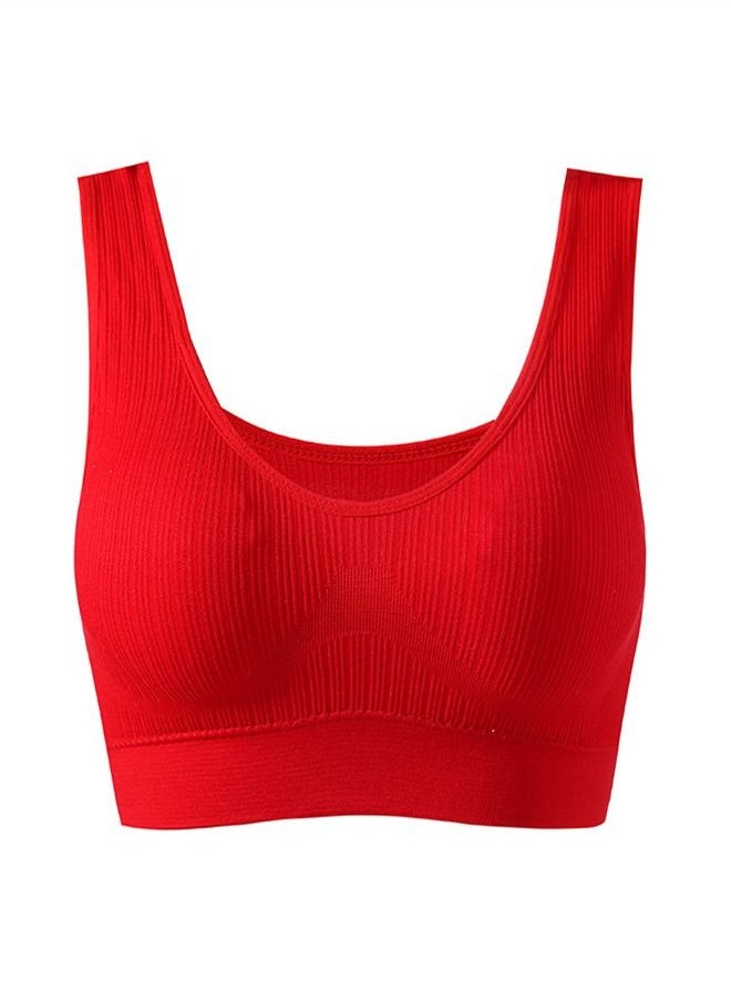 Loquat Women's Large Back Without Steel Ring Sports Bra Red 