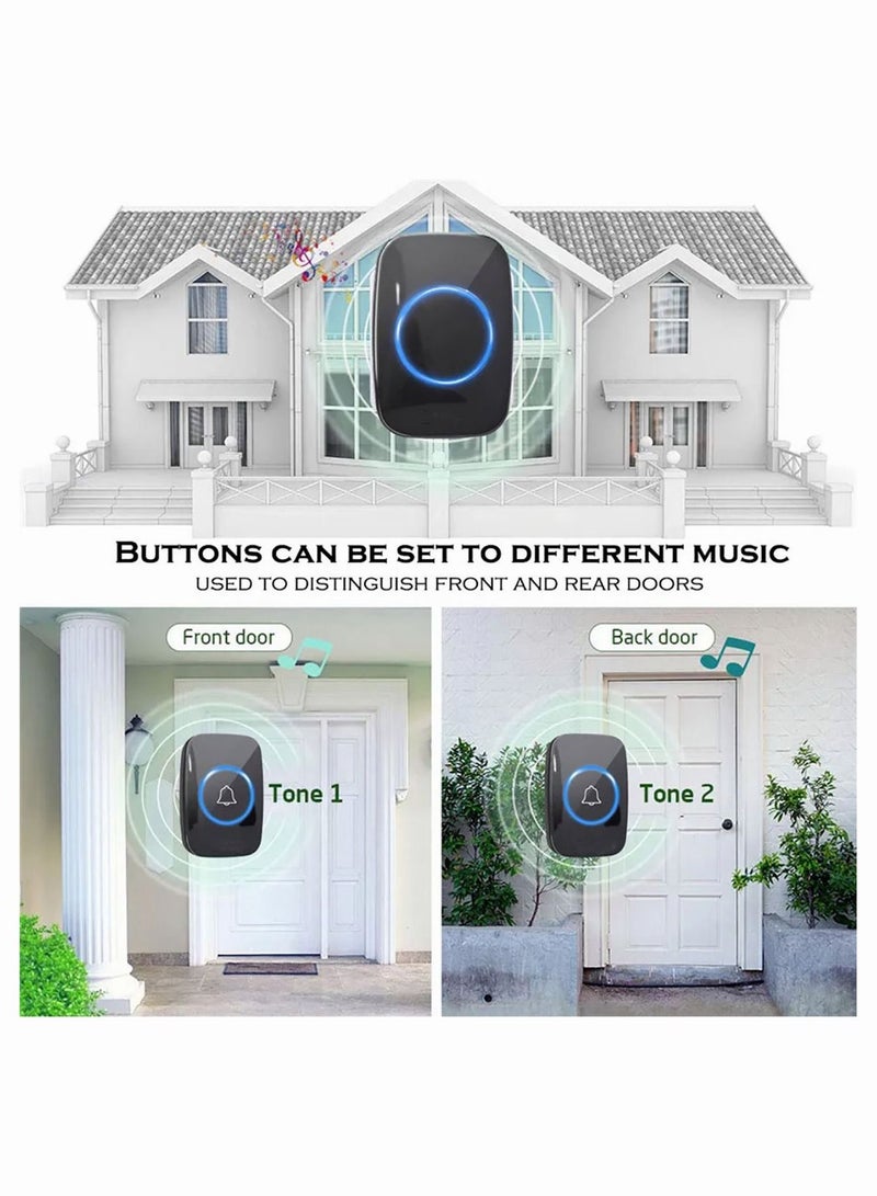 Wireless Doorbell Plug in Waterproof 2 Receivers and 1 Transmitter for Home Office Hotel Dormitory  - Image 3