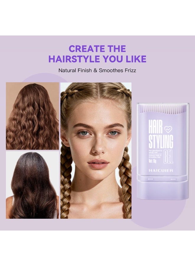 Hair Styling Hair Wax Stick for Kids, Styling Stick with Built-in Comb, hair balm, Hair Care for Women, hair gel stick for Fly Away  Edge Frizz, Refreshing Non-Greasy (15g) - Image 3