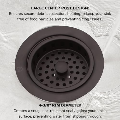 Westbrass سلة تصفية حوض المطبخ الكبيرة على طراز العمود من ويستبراس D214-12 مقاس 3-1/2 بوصة، برونز مصقول - Image 5