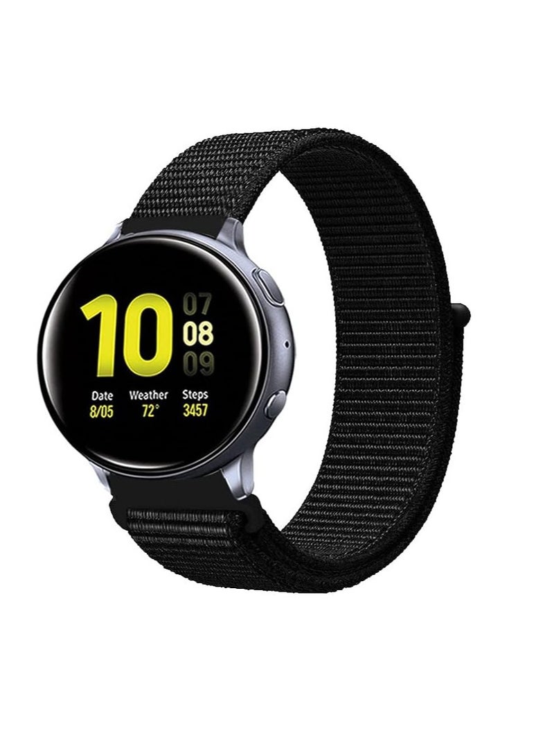 20mm Nylon Sport Band Compatible with Samsung Galaxy Watch 3 41mm/Galaxy Watch 42mm/Active 40mm/Active 2 40mm 44mm Replacement Wristbands Watch Strap (black, 20mm) - Image 1