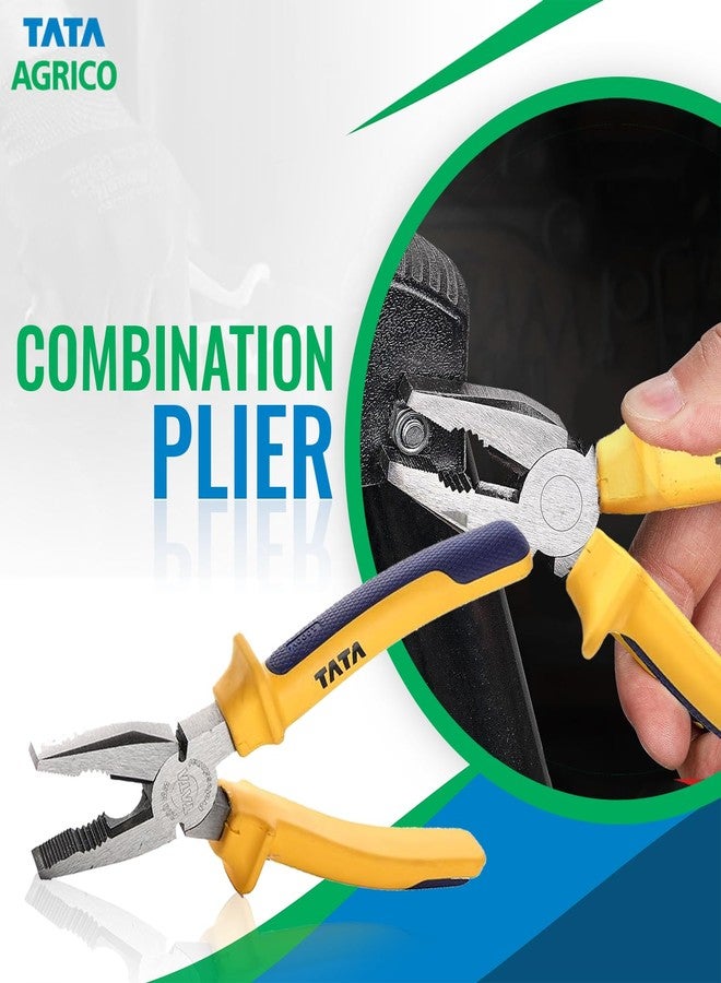 AGRICO Tata Agrico 8 Inch (200 mm) Combination Plier with Anti-Rust Protection, Rubber TPR Cushion Grip | ISO Certified | Smooth Wire Cutting Tool for Gripping, Cutting, Twisting & Bending - Image 4