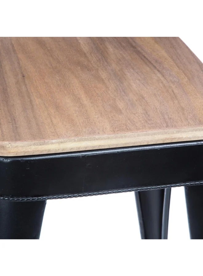 atmosphera Joris Metal and Wood Bar Stool Black and Brown 60.5 x 38 x 38 cm 140319B