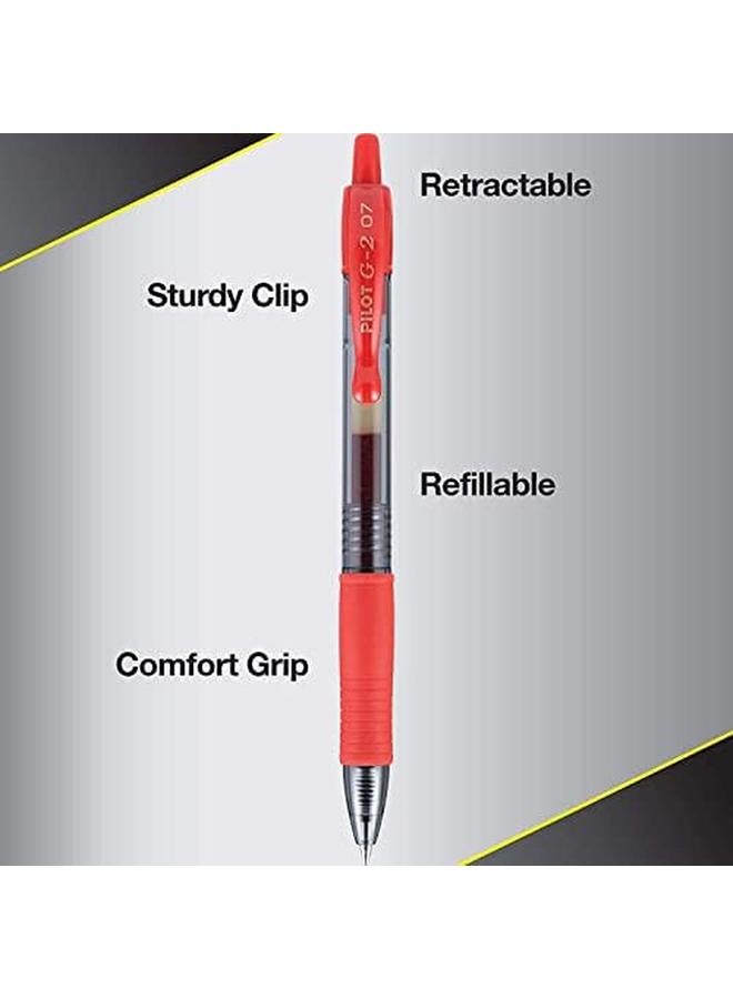 بايلوت أقلام جل فاخرة G2 ذات نقطة رفيعة 0.7 مم باللون الأحمر، عبوة من 8 أقلام - Image 4