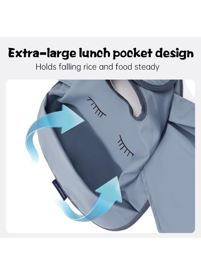 ECVV Waterproof Cute Wings Ruffle Smock Mess Proof Infant Feeding Bibs With Food Catcher For Toddlers, Pink Elephant, One Size  - Image 3