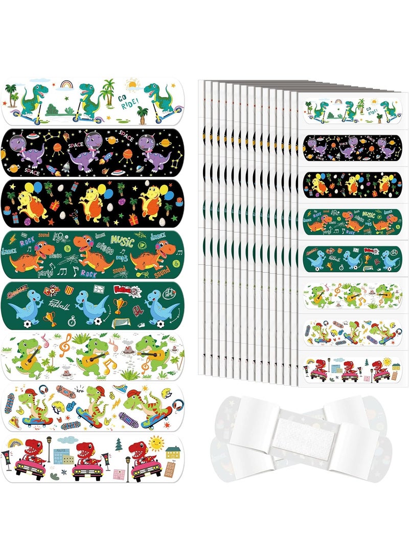 Perthlin 200 Pieces Kids Adhesive Bandage Bulk 8 Styles Cute Cartoon Dinosaur PE Waterproof Bandage Flexible Fabric for Children Travel Cuts Scrapes Wounds 