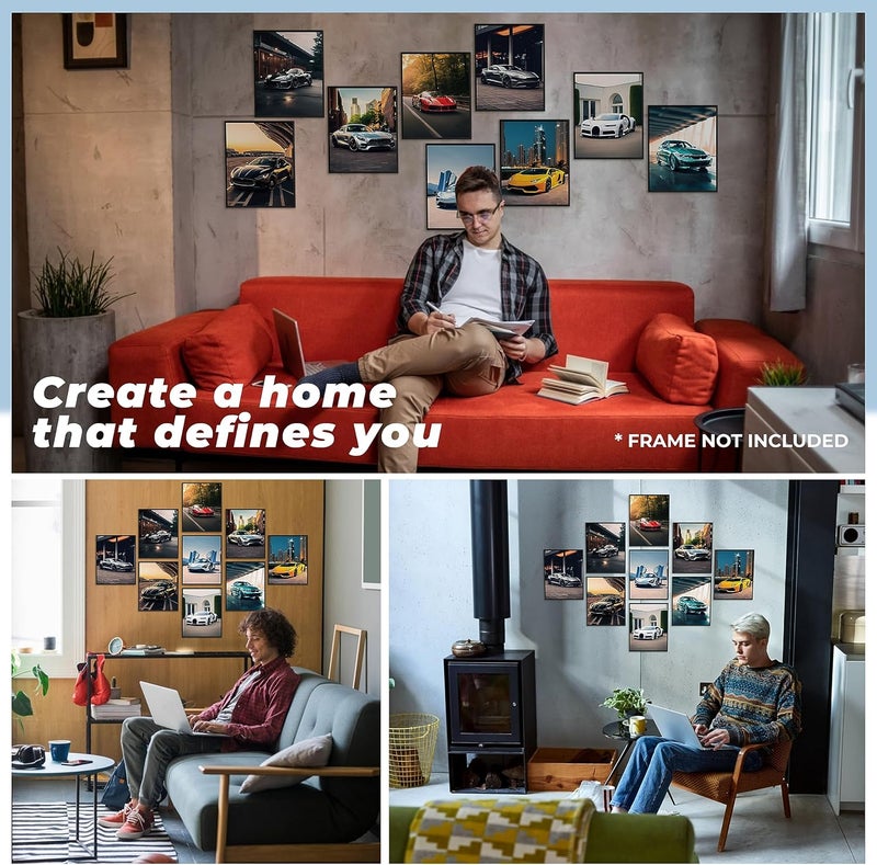 97 Decor ملصقات سيارات خارقة لغرفة الأولاد - مطبوعات فنية حائطية حديثة للسيارات، ملصق سيارات رياضية للرجال، ديكور غرفة سباق السيارات لغرفة نوم المراهقين، صور فنية رائعة للسيارات الخارقة للديكور (8x10 بدون إطار) - Image 3