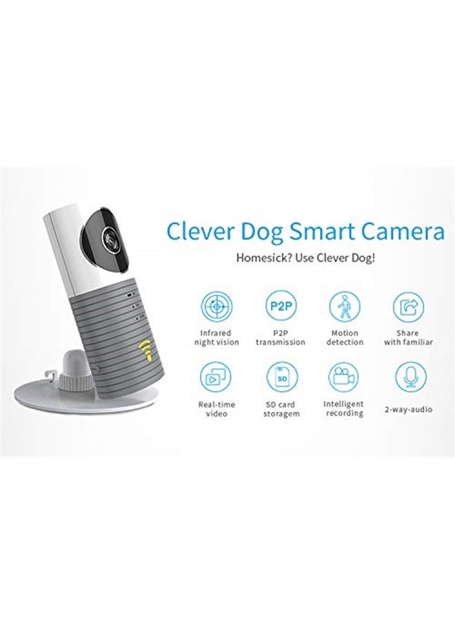 Clever Dog Camera Wifi, Small Pet Nanny Camera with Audio and Video, Cell Phone App, Wide Angle, Motion Sensor, Night Vision, Indoor, Cheap Camera for Home Security, Puppy, Baby Monitor