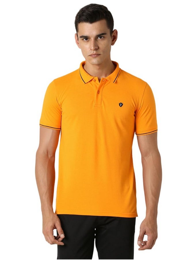 فان هيوزن تي شيرت بولو Van Heusen للرجال ذو قصة عادية (VSKP517S011413_Flame Orange L)  - Image 1