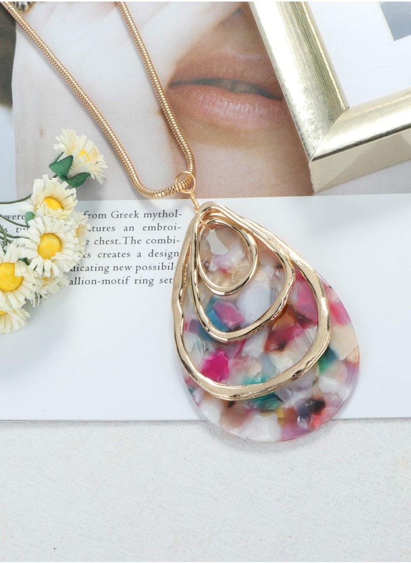 Al Aoyama Acrylic Jewelry Set for Women Statement Boho Resin Earrings Necklace Bracelet  - Image 2