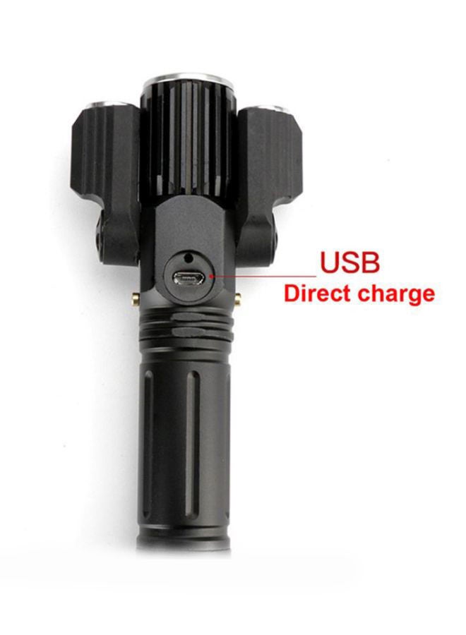 NIBEMINENT New Multi-function Glare Led Three-head Flashlight Outdoor Riding Direct Charge Black - Image 2